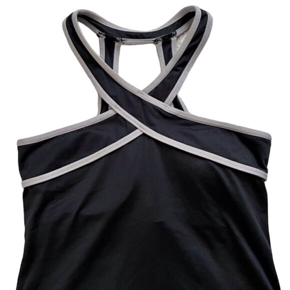 NWT Fabletics Chicago Top Tank Black Fog/Gray Womens Small Halter Built in Bra - Picture 5 of 9